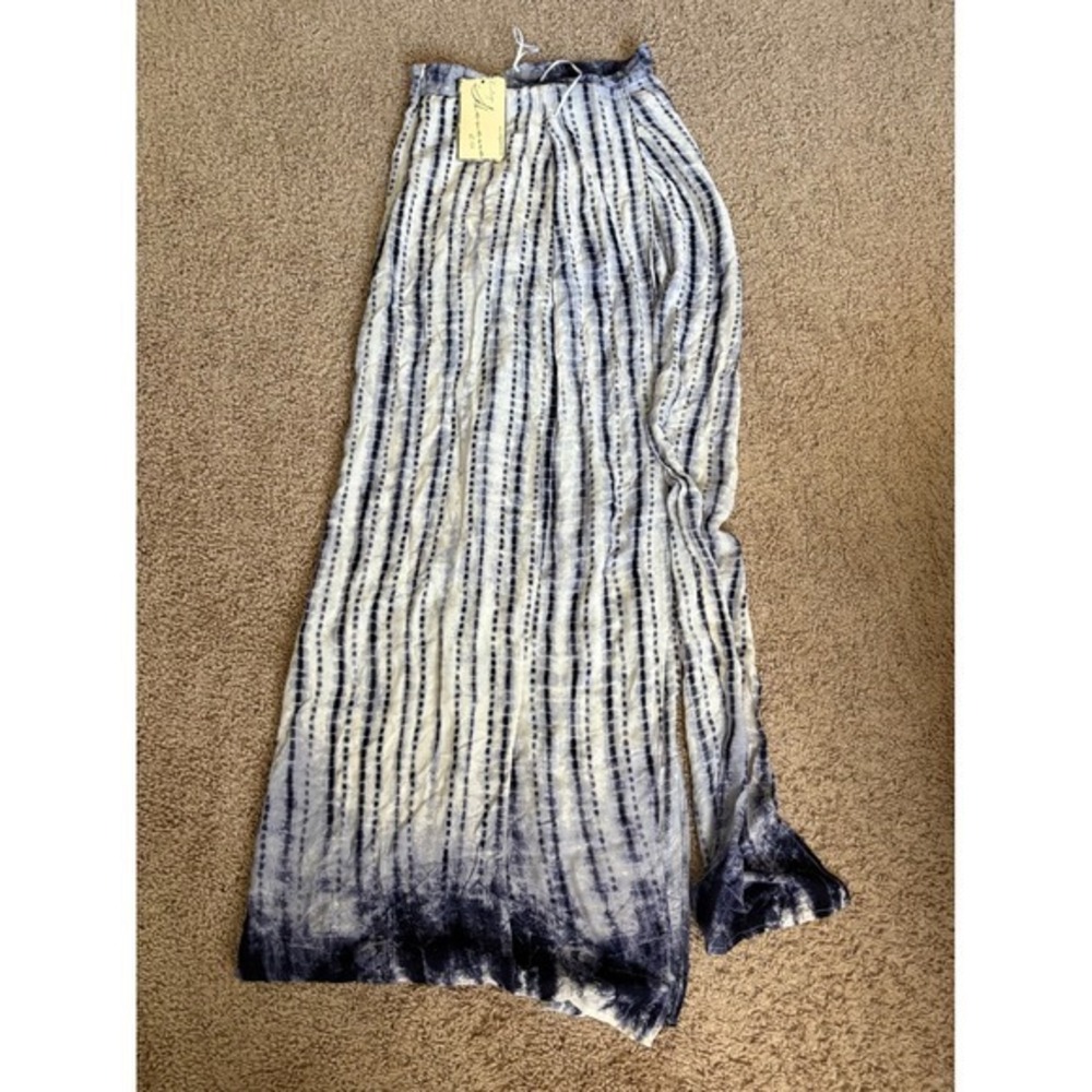 Vintage Havana Blue White Tie Dye Maxi Skirt Lined Boho Summer Size S NWT